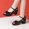 Fashion 6cm 8cm Small Size 32-43 Quality Genuine Leather Sandals Block High Heels Shoes 2024 Summer Chunky Platform Sandals Office Mom