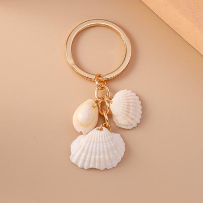 Cute Summer Beach Shell Keychain Pearl Key Ring for Women Girls Handbag Pendants DIY Handmade Jewelry Gifts