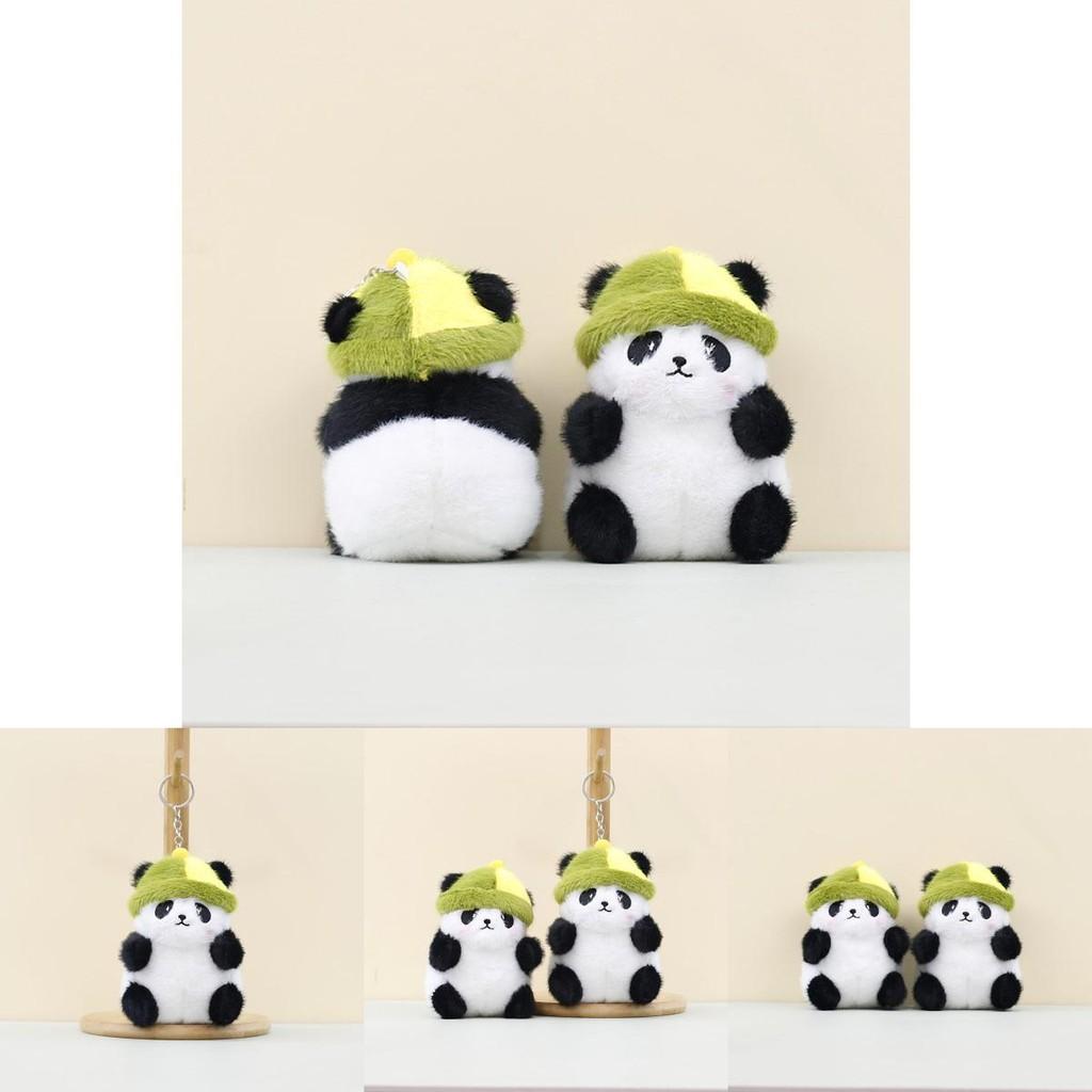 Charming Short Plush Panda Pendant Cute Hat Stuffed Animal Keychain For Kids