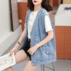 Kamizelka damska bawełniana bez rękawów topy dżinsowa kamizelka oversize casual duże kieszenie dżinsowa kamizelka