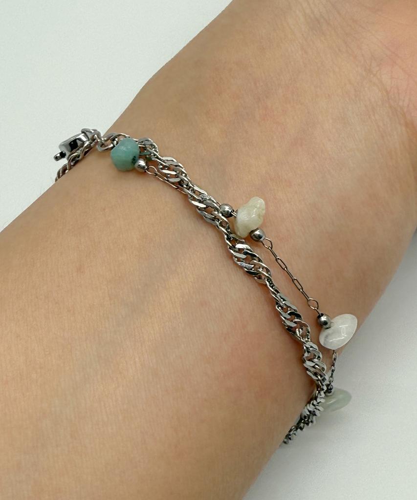 Monoflux Drift Stone Wave Double Chain Bracelet