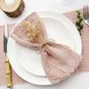 24pcs 32x32cm Wholesale Pink Gauze Cotton Napkin Reusable Tea Towel Wedding Party Christmas Table Decor Retro Burrs napkin