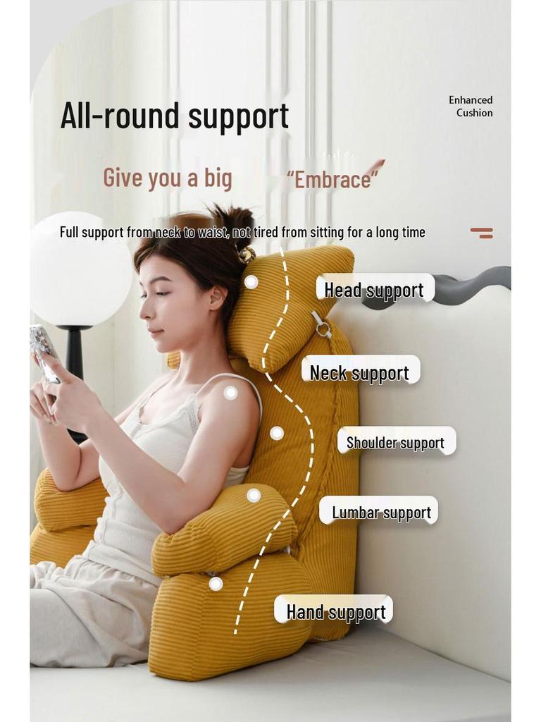Corduroy Headboard Cushion: Soft Upholstered Lumbar Support & Neck Protection Pillow for Reading in Bed or Dorm