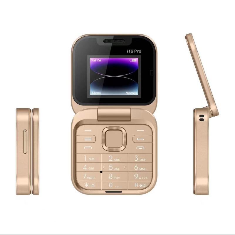 1 Set Speed Dial Blacklist Flashlight Call Recording 2 Sim Foldable Flip Small Box Phones For I16 Pro Mini Fold Mobile Phone