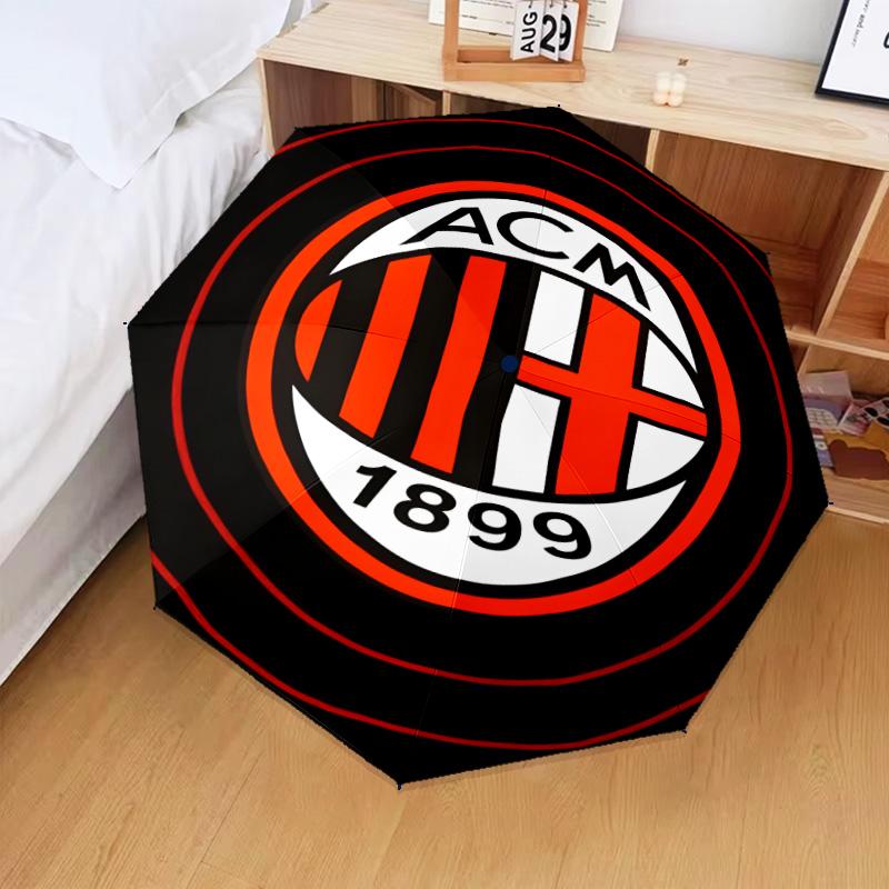 1PC Ac Milan Printed Umbrella Folding umbrella, automatic umbrella 8-Frame for Travel, camping Fan gifts Christmas Gifts