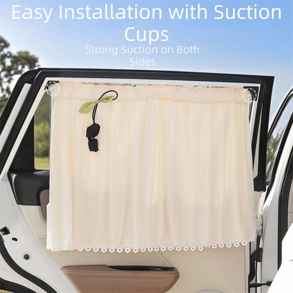 Double-Layer Design Car Privacy Curtain Lace Flower Fringe Blackout Car Curtain  Car Interior