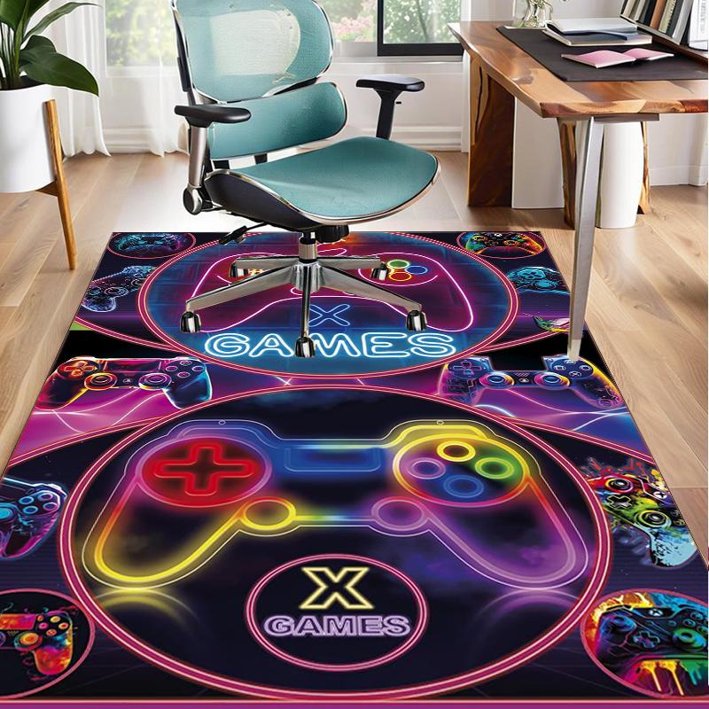 Neon Game Over Kunst Büro Teppich Stuhlunterlage, Spielteppich, Geeignet für Eingangsbereich, Schlafzimmer, Wohnzimmer, Schreibtisch, Weihnachtsgeschenk