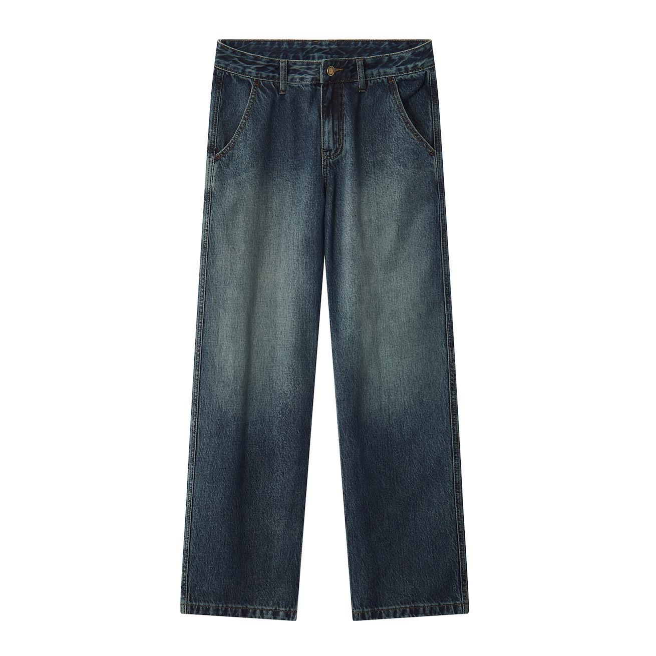 

Мужские джинсы гаремы свободного кроя в японском стиле - Прямые штанины, Коллекция Осень/Зима 2025, Универсальные и стильные повседневные брюки M синий