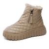Schuhe für Damen Plateau Erhöhter Schneestiefel Damen Winter Plüsch Lederstiefel Warmer Baumwollschuh Komfort Baumwolle Kurzer Stiefel Botas Mujer
