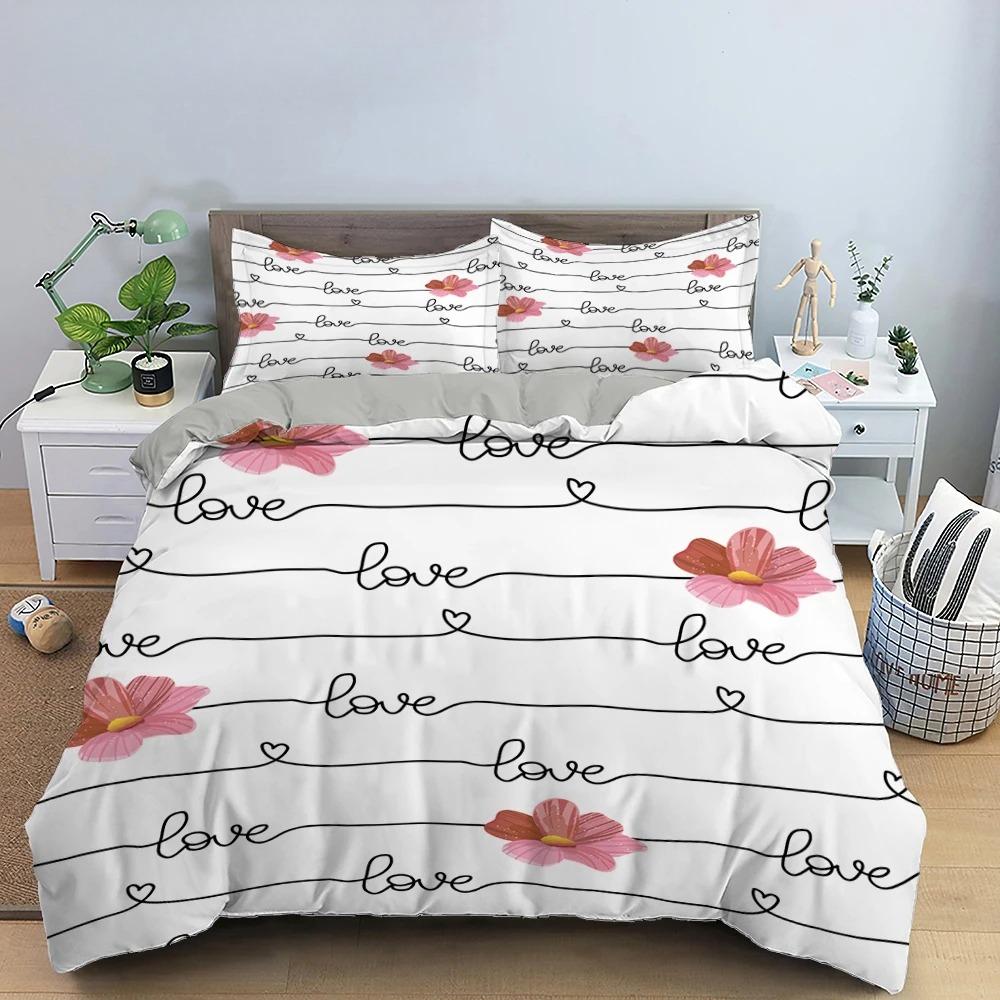 

Постельное белье для влюбленной пары, комплект пододеяльника, подарок на День святого Валентина, постельный комплект в форме сердца, Кинг, Квин, Дабл, 2/3 предмета, полиэстер, чехол для одеяла EU single(135x200cm)