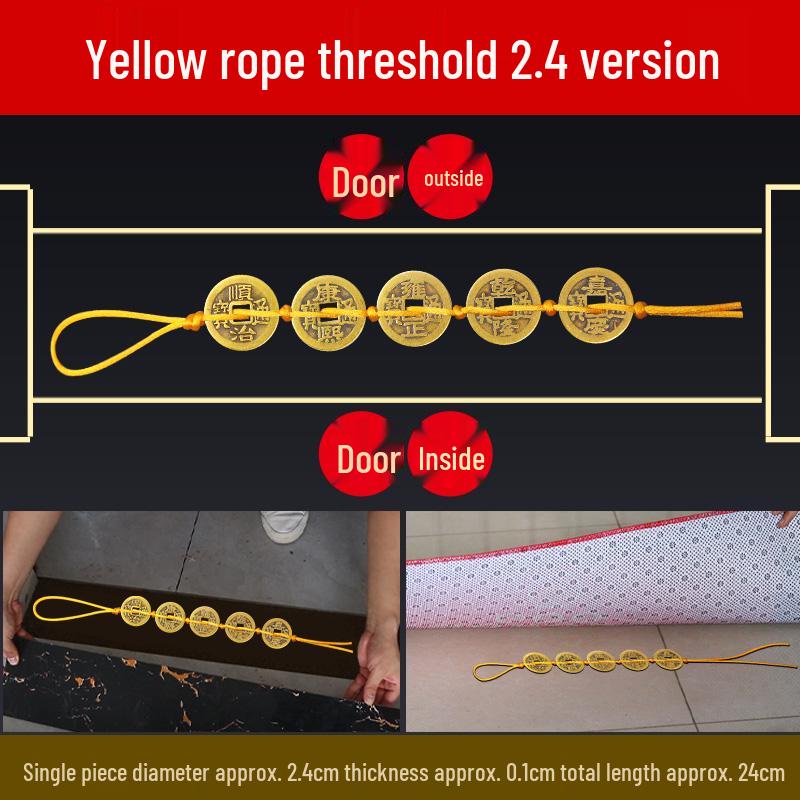 Five Emperors Genuine Copper Coins: Ancient Coins for Door Threshold Stone Set