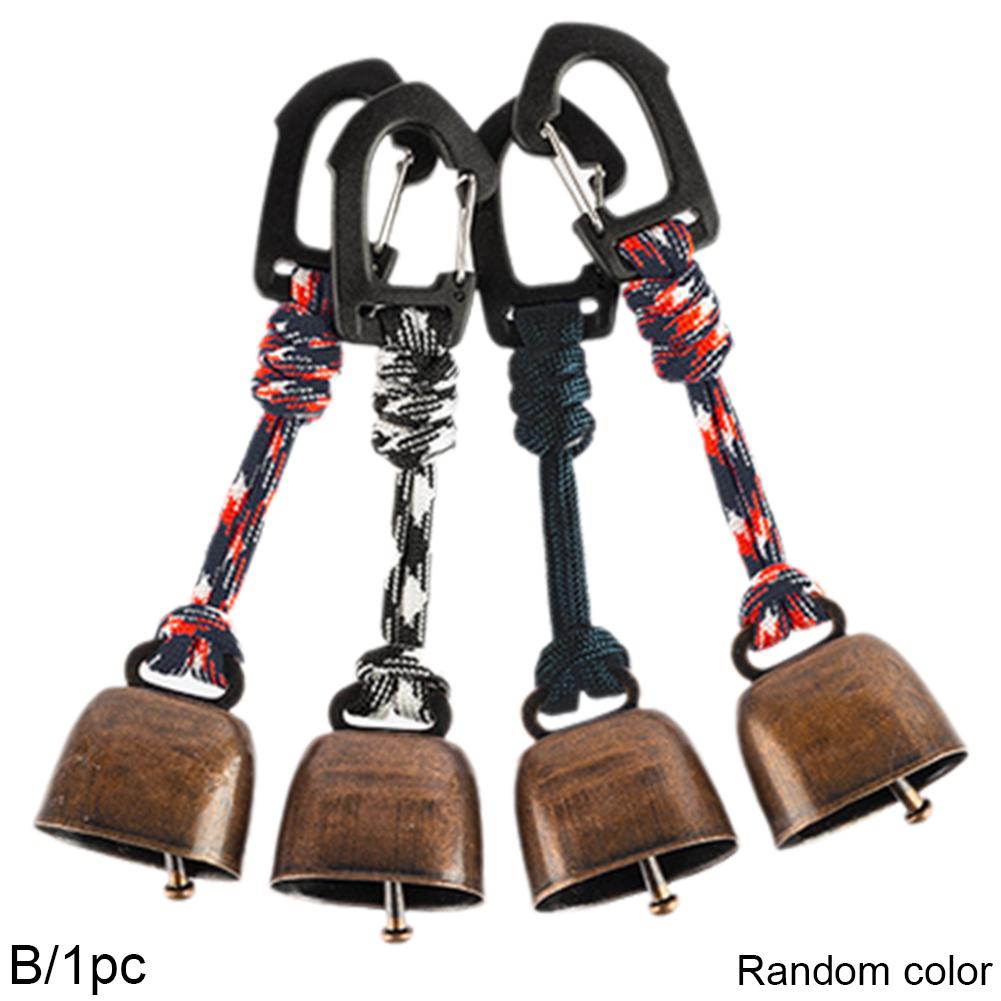 

Anti Bear Metal Pendant Keychain Outdoor Camping Hiking Accessory Bear Deterrent with Loud Cowbell Handmade Braided Rope
