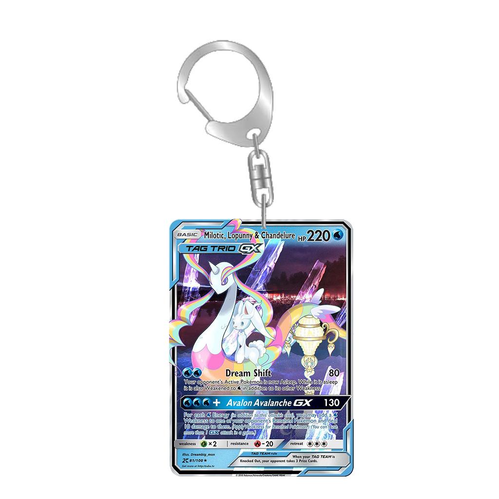 Anime Cartoons Acrylic Key Buckle for Mew Raichu Starly Braixen Skitty Eevee Evolutions Team Rocket Self-Made Card Key Ring Gift