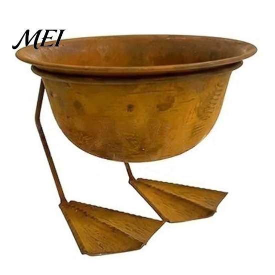 Sculptural Metal Flower Bowl Bird Foot Planter Bowl, Vintage Chicken Duck Paw Base Small Succulents Decorative Garden Flowerpot Pot, Rustproof
