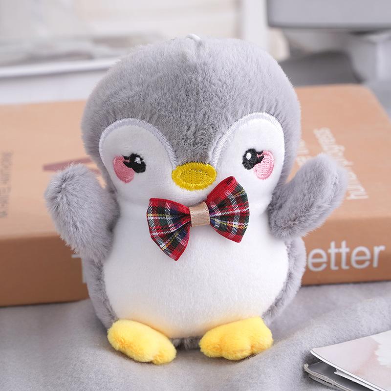 

Lovely Pink And Grey Plush Penguin Keychain Cuddly Soft Toy Bag Pendant серый