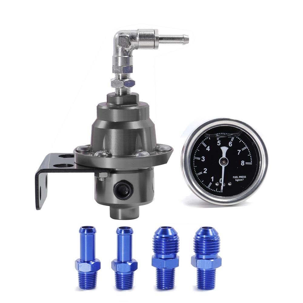 Adjustable Fuel Pressure Regulator Car Accessories Vehicle Refitting Fuel Supercharger Universal with Gauge Kit Blue/Red/Black