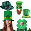 2025 New St. Patrick\'s Day Irish Top Hat Beard Green Shamrock Hats for Saint Patrick Day Home Party Decor Cosplay Costume Props