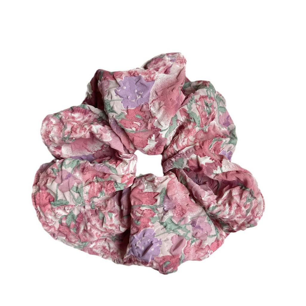 Gradient Retro Floral Monet-Inspired Hair Ring - High-End Seersucker Accessory