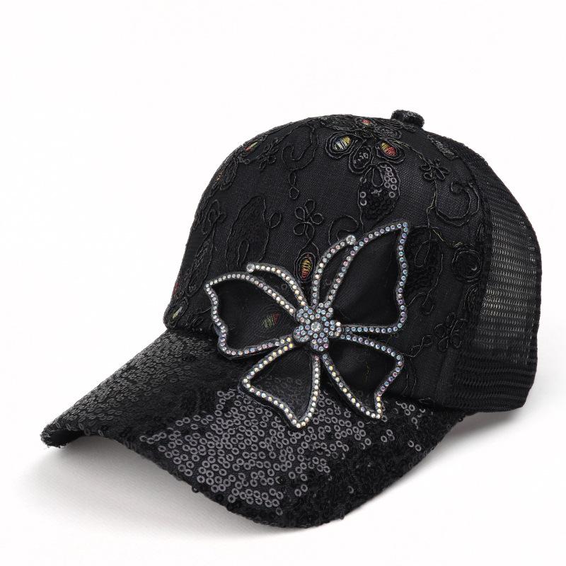 Spring & Summer Sequin Bow Baseball Cap: Breathable Mesh Sun Protection Hat