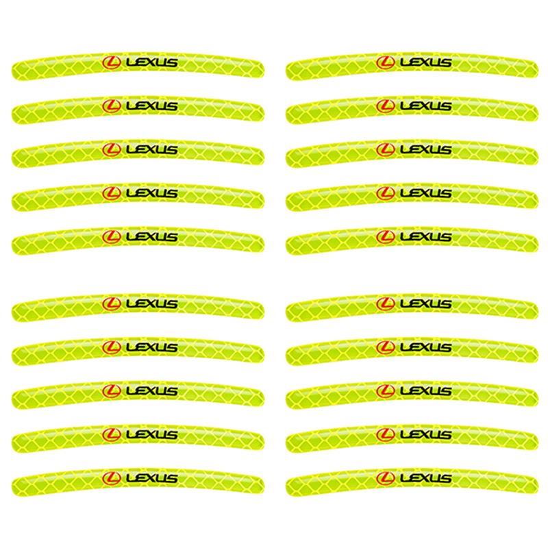 5/10/20pcs Reflective Car Wheel Rim Stickers Tape Strips Auto Decoration For For Lexus CT200h Fsport ES LS IS GS LC RC GC RX UXKP2