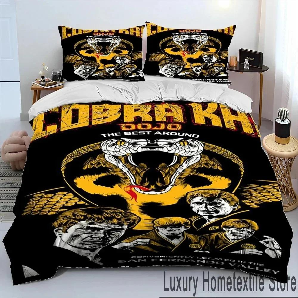 3D Cobra Kai Amanda TV Karate Bettdecken-Set, Bettbezug, Bettset, Steppdecke, Kissenbezug, King-Queen-Size-Bettwäsche-Set für Kinder
