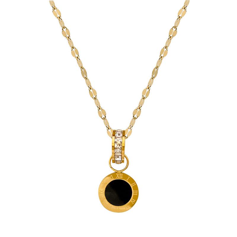 Ring Roman Zircon Temperament Personality Minimalist Furnace Real Gold Female Collarbone Necklace