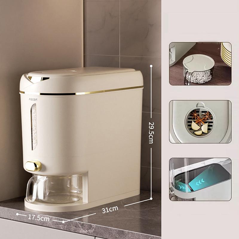 5Kg Automatic Rice Dispenser Insect-Proof Pet Food Rice Organizer Moisture-Proof Sealed Grain Cereal Dispenser Large Capacity
