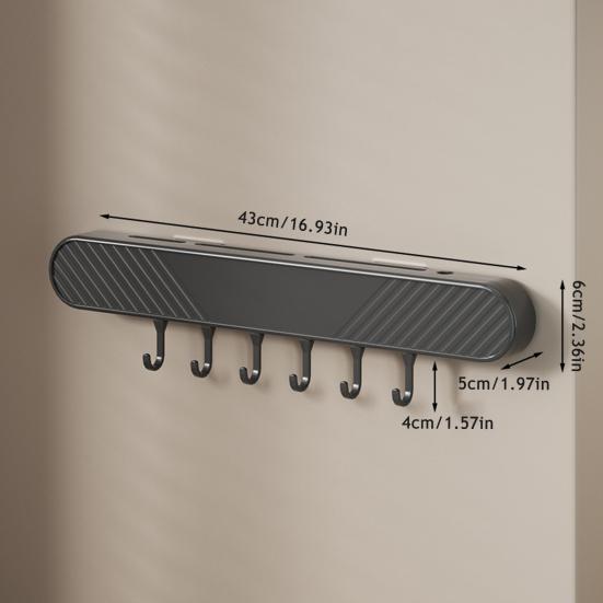 Wall Mount Cutter Holder with Hooks No-Drill Adhesive Kitchen Storage Rack for Utensils Space Saving Tool Organizer