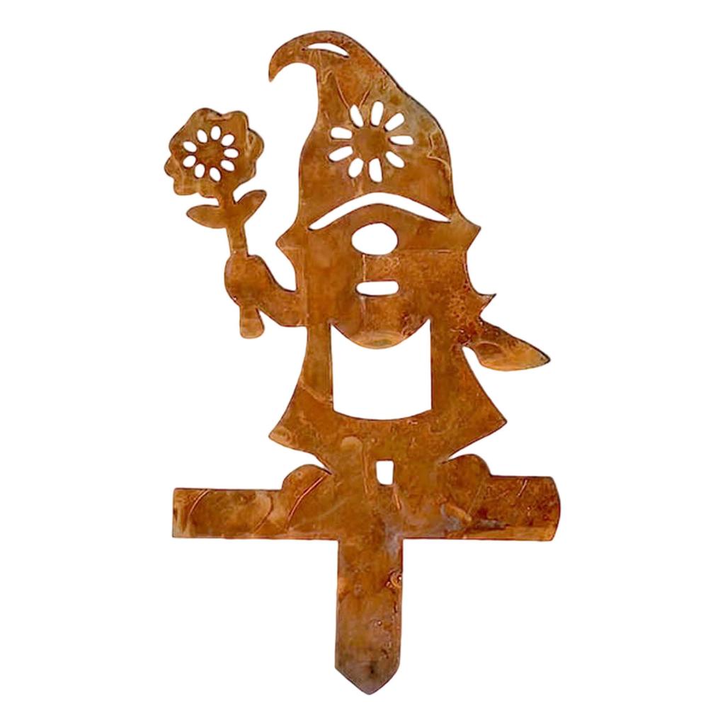 Antique Finish Christmas Dwarf Statue Crafted from Recycled Metal All Season Outdoor Decoration for Porch Patios Gardens