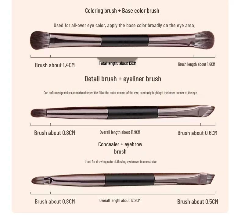 Little Sparrow 5 Double-Ended Eyeshadow Brushes with Mirror Box - Portable Makeup Tool Set