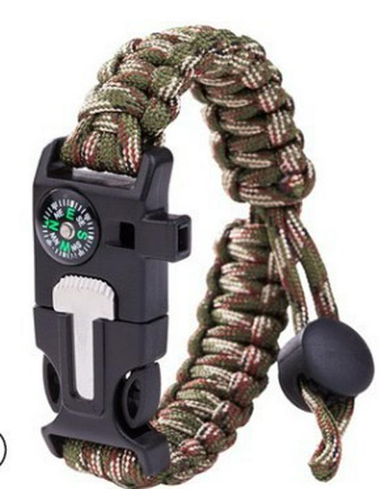 5-in-1 Multifunctional Survival Paracord Bracelet with Compass for Outdoor Travel and Climbing