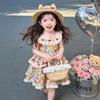 Girls' Floral Lace Princess Summer Dress - Trendy Puffy Skirt Beach Tank