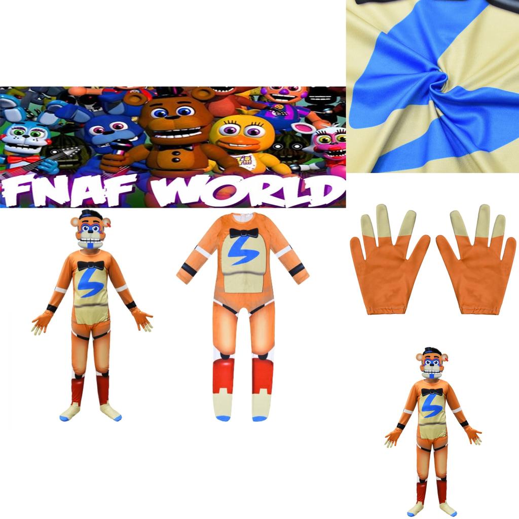 Fantasia Cosplay Sundrop Fnaf Urso de Pelúcia Macacão Macacão Máscara Luva Halloween Perfeito Para Festas E Cosplay!
