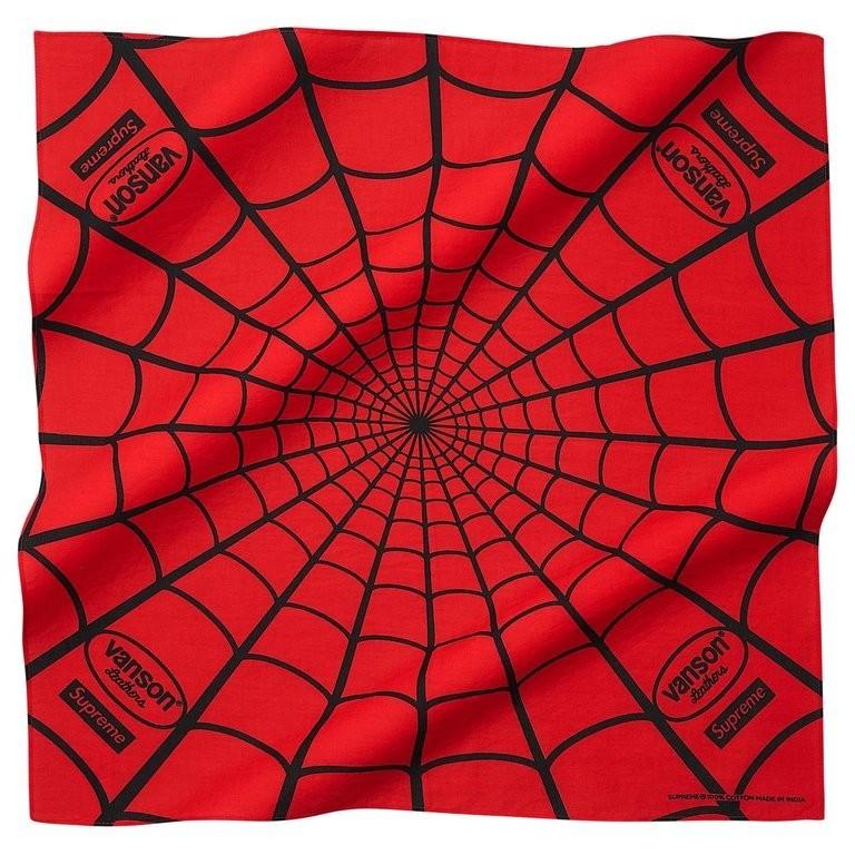 Supreme x Vanson Leathers Spider-Man Bandana Red One-Size