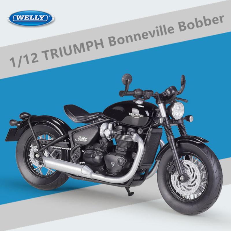 Welly Modello di Moto Miniatura in Lega Triumph Bonneville Bobber Scala 1/12 Giocattolo Simulazione Metallo Diecast Giocattolo per Bambini Moto Regalo