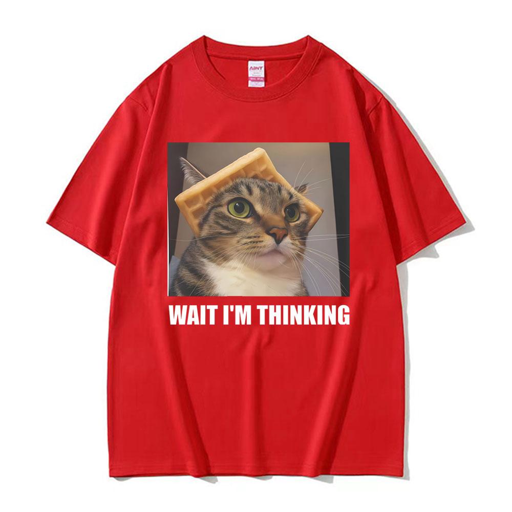 

2026 Wait Lm Thinking Funny Cat Meme Tee Shirt Unisex Women Clothing Fashion Humor Trend Tshirts Casual T Shirt Streetwear Summer S