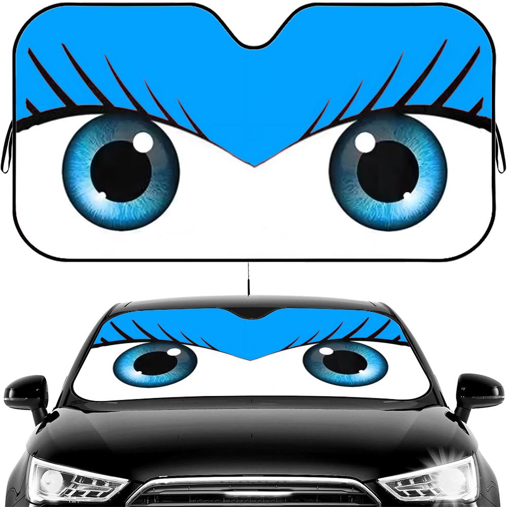Cute Girl Car Eyes Sun Visor Car Windshield Sun Shade  Front Window Sunshade UV Block Heat Insulation Cover Parasol