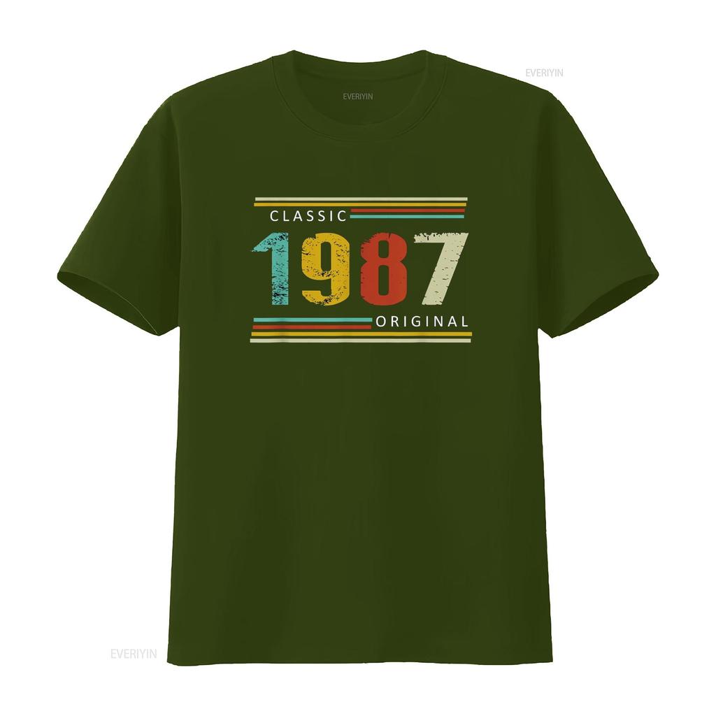 Birthday Classic of 1987 Original 37th Retro T Shirt Vintage Washed Soft Fashion Versatile Breathable Graphic Stretched Unisex