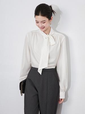 Pendler-Coolness Laternenärmel Perlenband Damen Lockerer Top, Herbst-/Winter-Stil