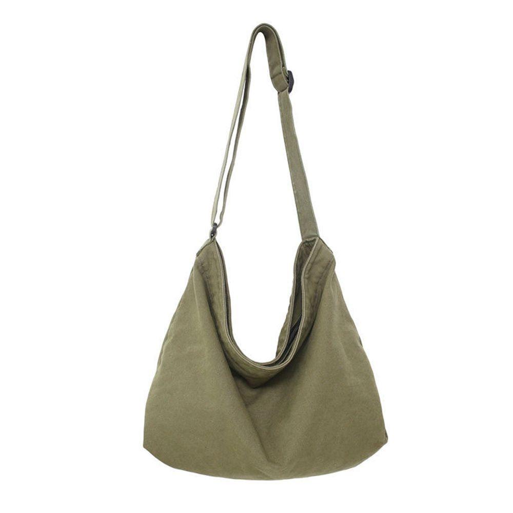 

Thickened Sturdy Canvas Crossbody Bag Retro Tote Bag Multi-purpose Messenger Bag Student зелений