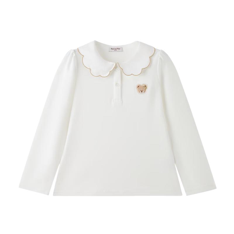 PawinPaw Girls' Cartoon Bear Long-Sleeve Polo T-Shirt