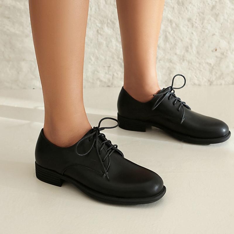 Brogue Woman Spring Autumn Flats Women Shoes PU Leather Lace-Up Loafers Female Flat Oxfords Big Size 41 42 Chaussure Femme