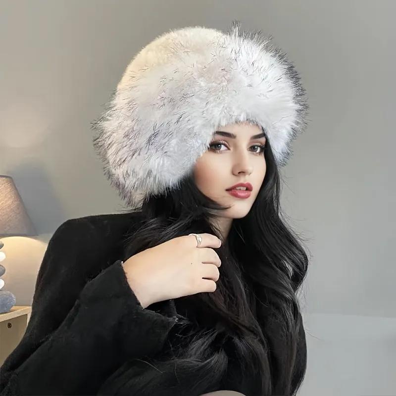 Pălărie Bucket de Iarnă Cadou Pălărie cu Bor Larg Articole de Acoperit Cap Elegante Pălării de Pluș Modă cu Apărătoare pentru Urechi Spălare Manuală Multicolor