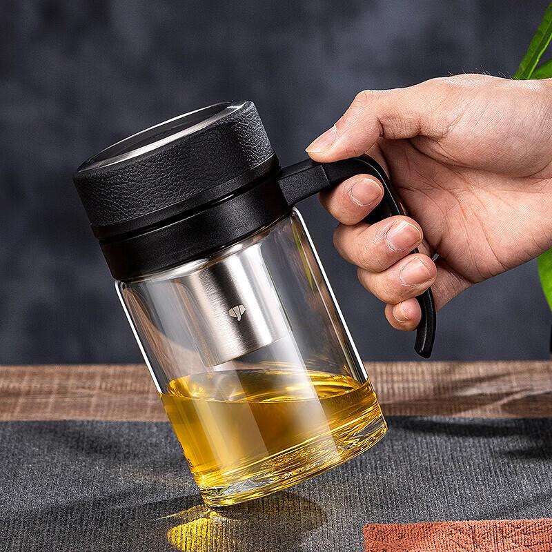 WANXIANG Borosilicate Glass Tea Cup with Handle and Infuser