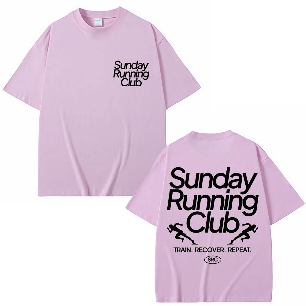 Sunday Running Club Graphic T-Shirts Men Women Sport Trendy Harajuku T Shirt Oversized Cotton Casual T Shirts