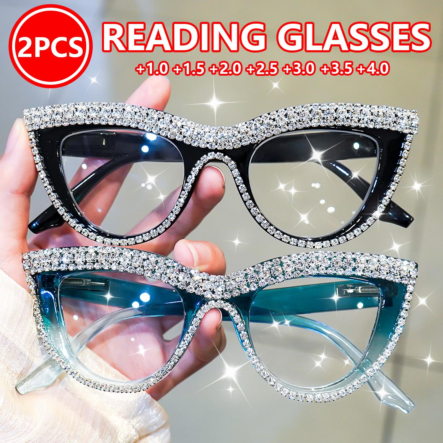 

2pcs Cat Eye Reading Glasses Minimalist Readers for Women Men +1.0 To +4.0 Suitable for All Kinds of Faces 4