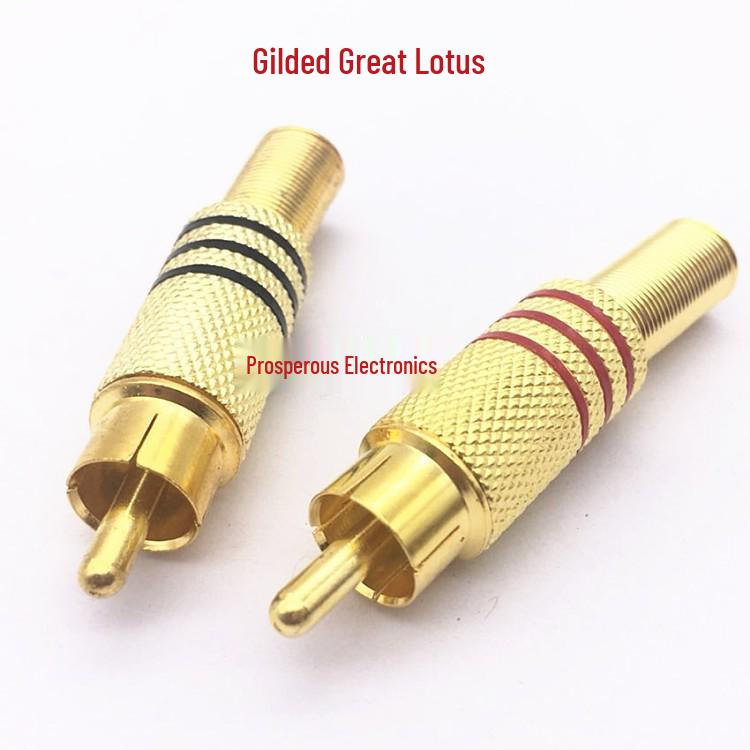 Gold-Plated Lotus RCA Solderless Audio/Video Connector Plug