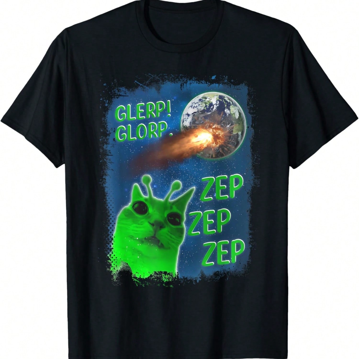 Glerp Glorp Funny Alien Cat Dank Meme Brainrot T-Shirt For Men Women S S разноцветный