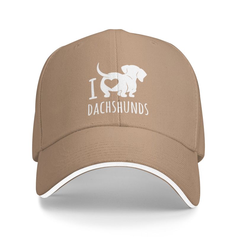 Custom I Love Dachshunds Baseball Cap Hip Hop Women Unisex's Adjustable Badger Sausage Wiener Dog Dad Hat Summer