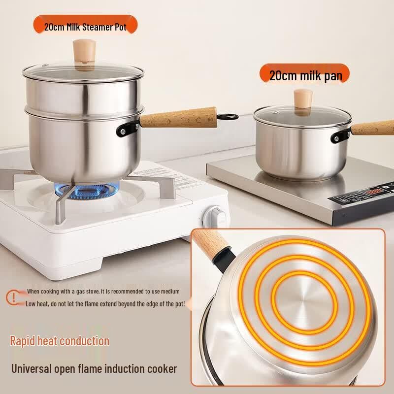 Ningzhao Stainless Steel Wooden Handle Saucepan with Steamer